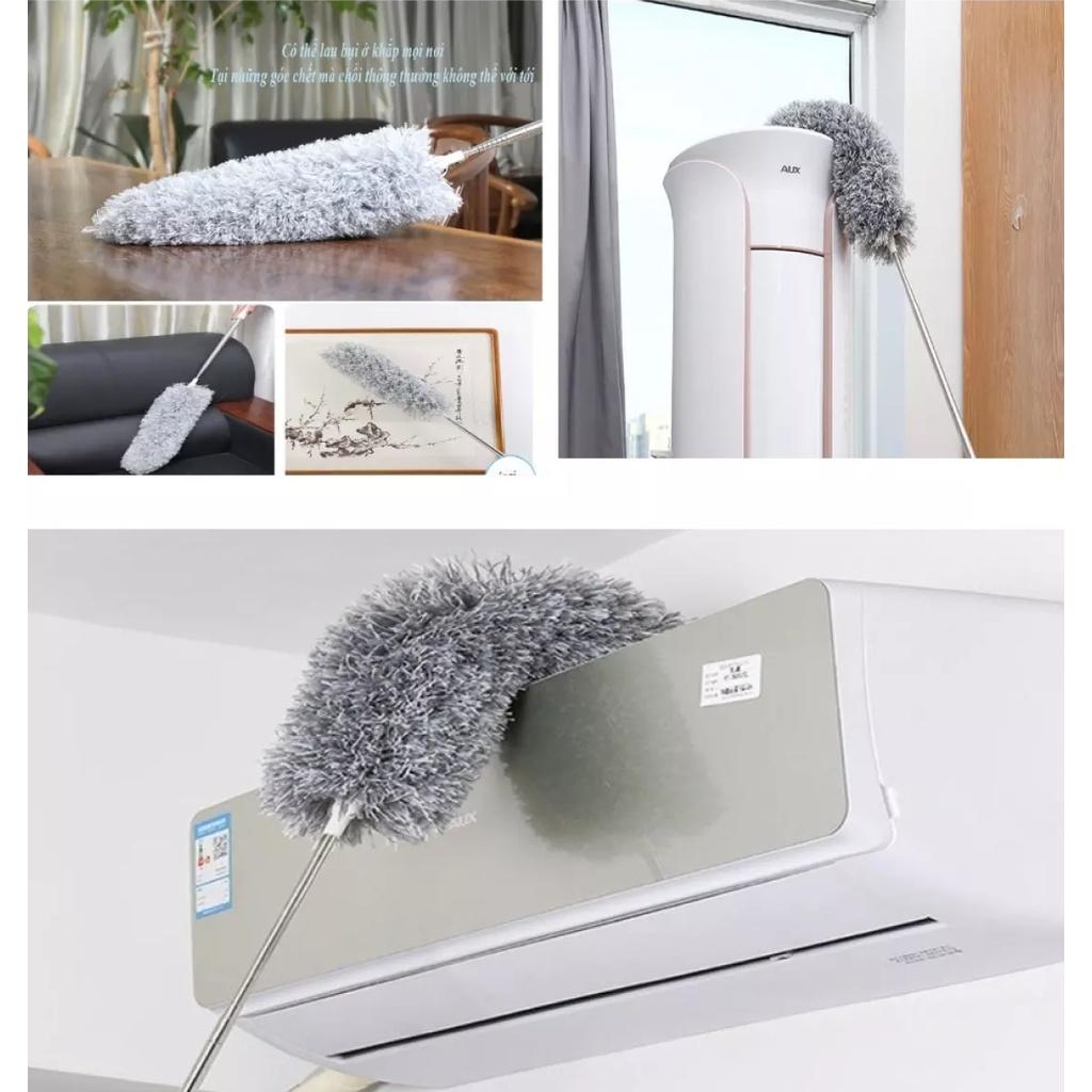 Chổi Quét Trần Bằng Sợi Vải Siêu Nhỏ Inox Cán Dài Cao Cấp Đầu Chổi Linh Hoạt
