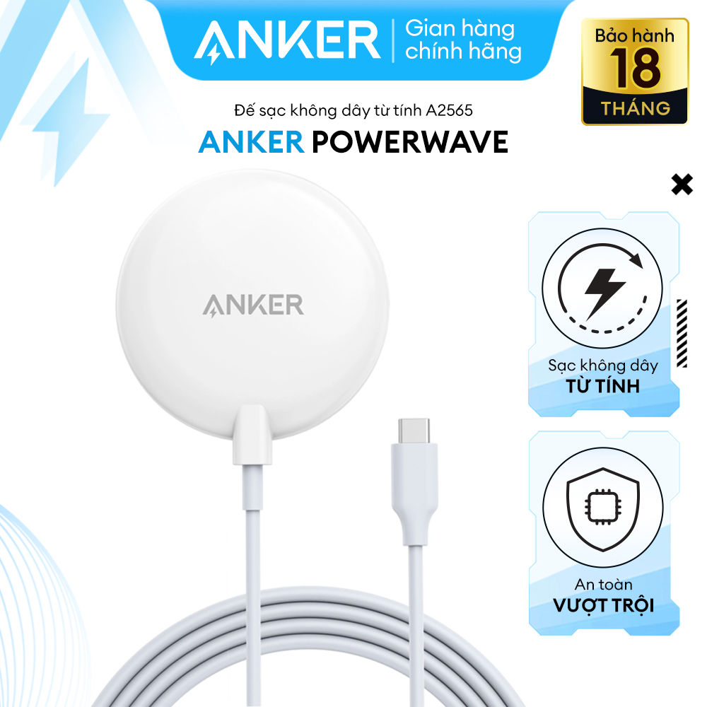 Đế sạc không dây từ tính ANKER PowerWave 7,5W - A2565 - Tương thích từ iPhone 12 trở lên.