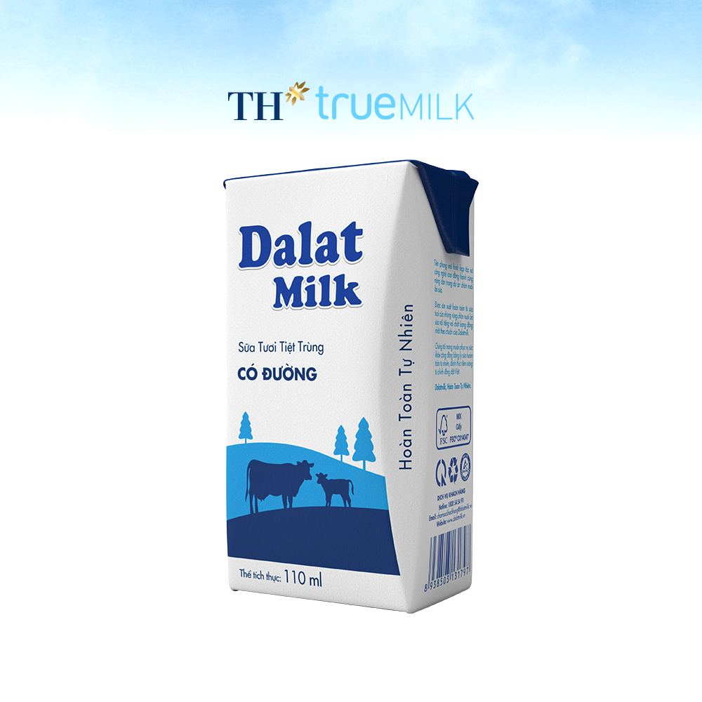 Thùng 48 hộp sữa tươi tiệt trùng có đường Dalatmilk 110ml (110ml x 48)