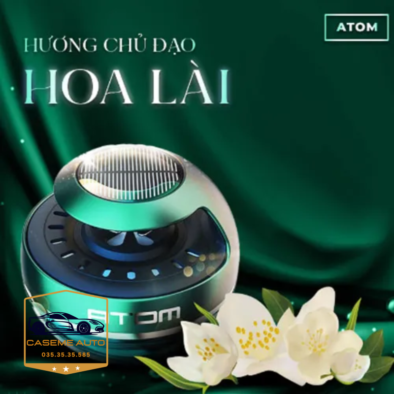 Nước Hoa Ô Tô ATOM, Cánh Quạt Xoay Bằng Năng Lượng Mặt Trời Tỏa Hương Thơm Từ Thiên Nhiên, Khử Mùi, Chống Say Xe, An Toàn Cho Sức Khỏe - Hàng Nhập Khẩu