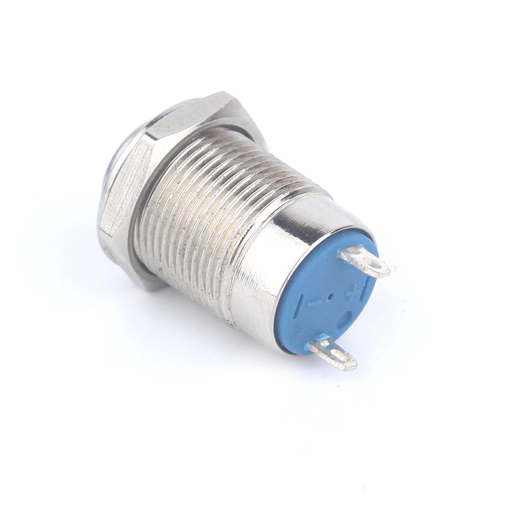 Mounting Hole 12mm 36V Waterproof Metal Indicator Reset Signal Light Blue LED Signal Lamp High-lighted ~Flat Head Welding Foot