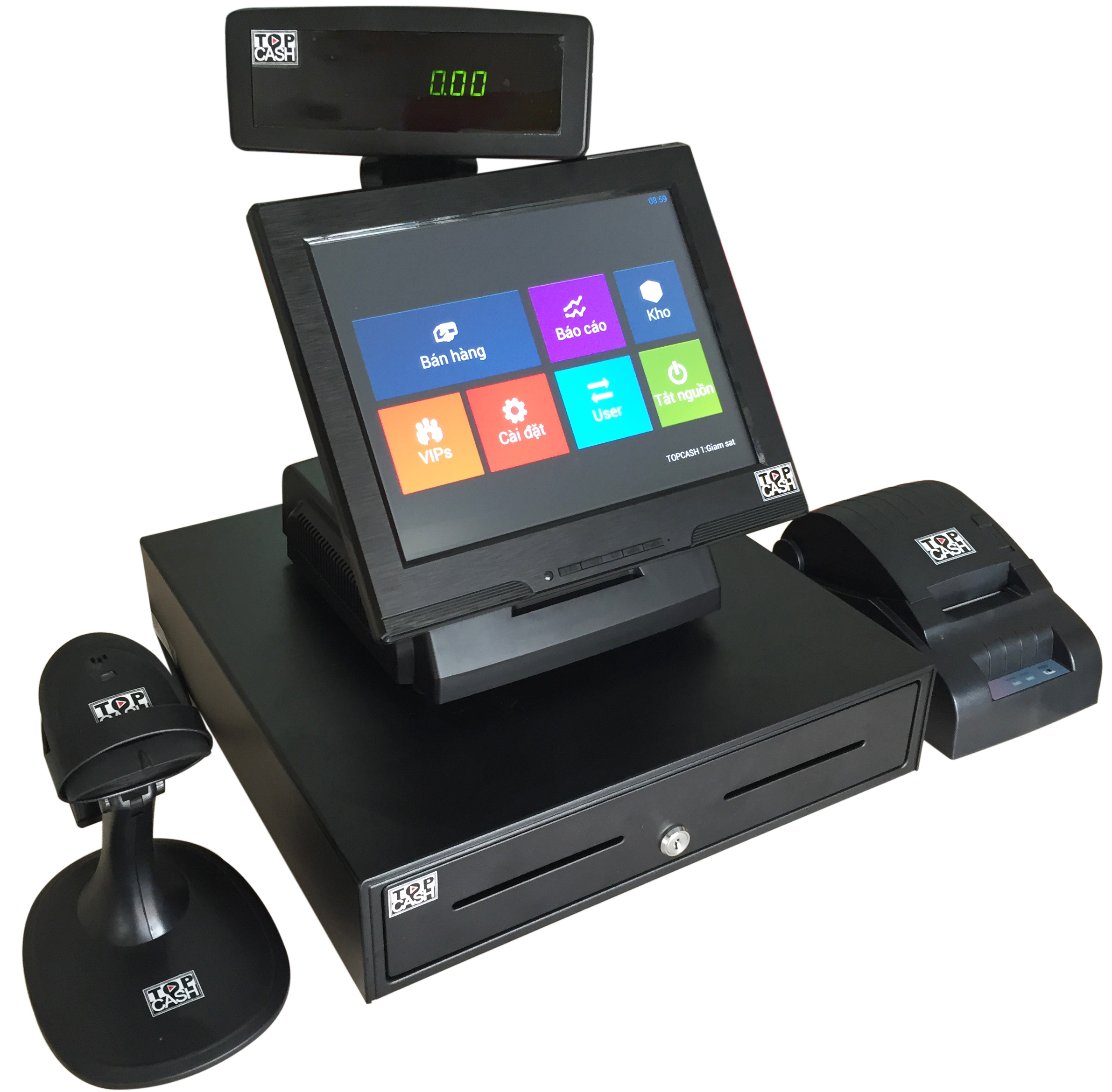 Máy bán hàng có sẵn mềm tính tiền vĩnh viễn kèm theo và máy in hóa đơn bán hàng TOPCASH QT-66 - Hàng nhập khẩu