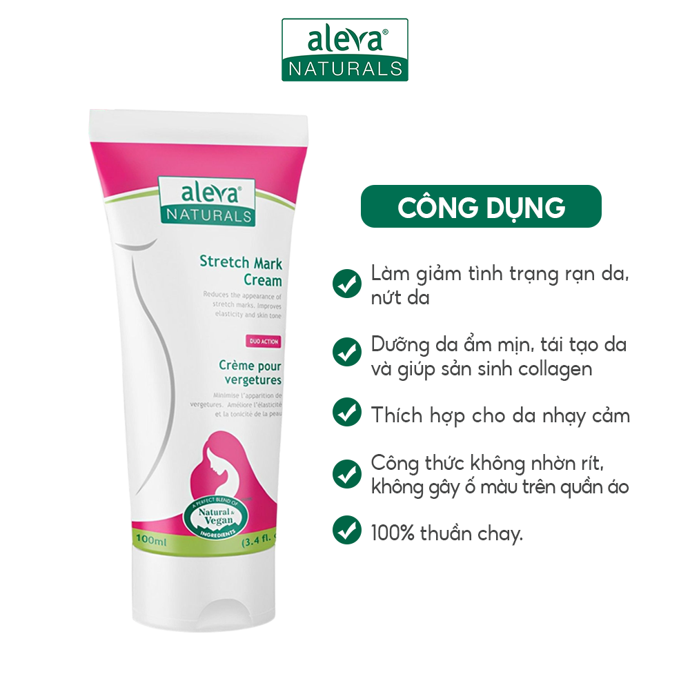 Kem dưỡng ẩm, làm giảm và ngăn ngừa rạn da cho mẹ bầu Aleva Naturals (tuýp 100ml)