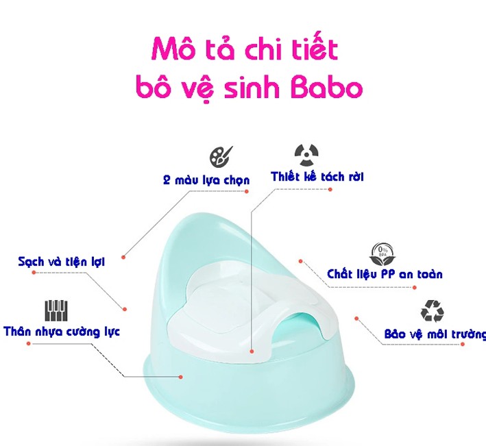 Bô ngội vệ sinh cho bé trai và bé gái có nắp đậy và khay tách rời dễ dàng vệ sinh