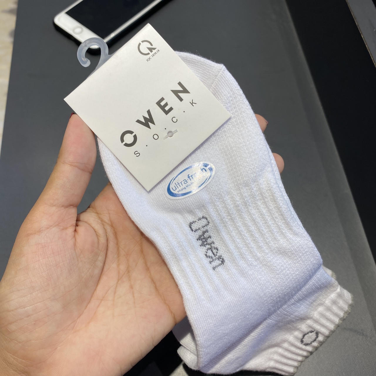 OWEN - Tất nam cổ trung Owen 100% cotton khử mùi