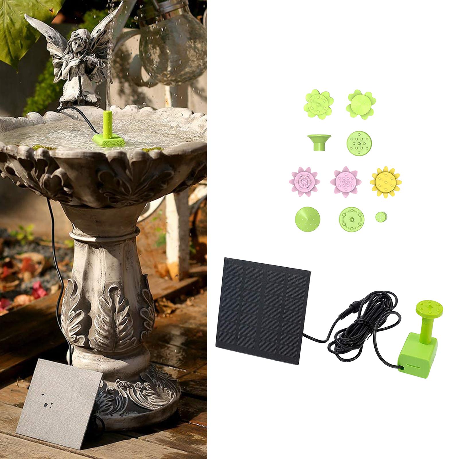 Mini Solar Panel Solar Fountain Pump with 14 Different Spray Pattern Heads Water Cycling No Electricity Required for Pond BirdBath