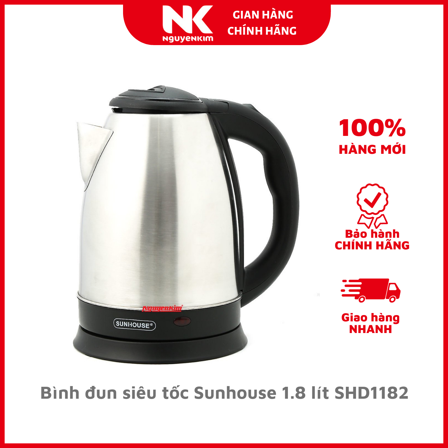 Bình đun siêu tốc Sunhouse 1.8 lít SHD1182 - Hàng Chính Hãng