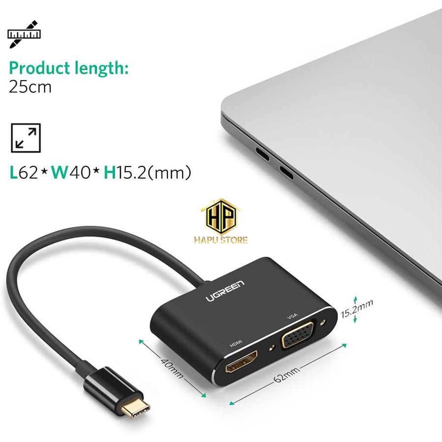 Cáp chuyển Type-C to HDMI và VGA Ugreen 50738 chính hãng - Hàng Chính Hãng