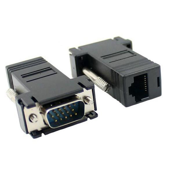 2 Đầu chuyển đổi VGA sang cáp mạng RJ45 CAT5 CAT6-30M