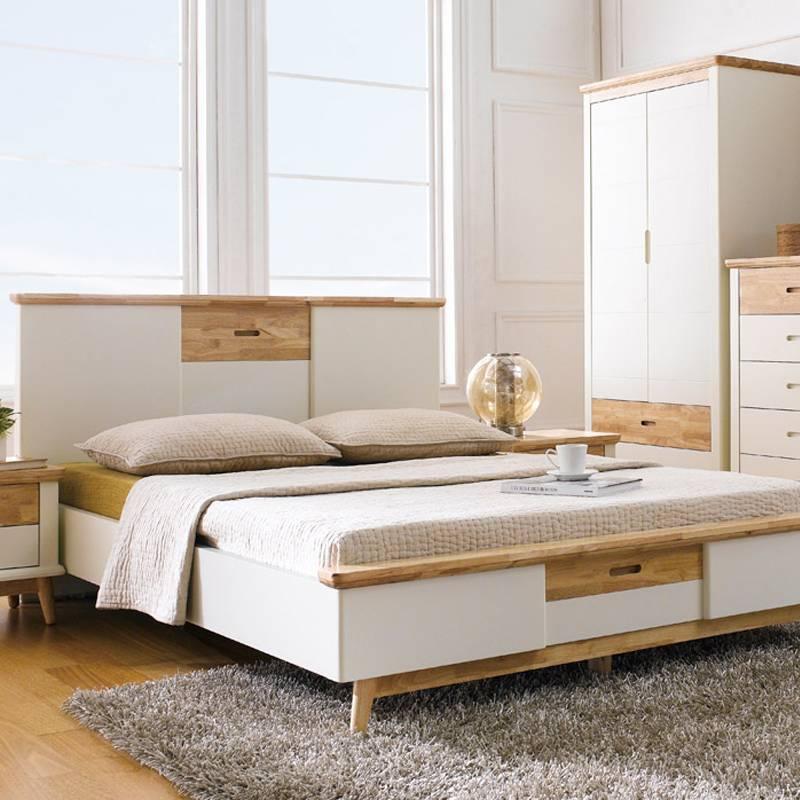 Giường Đôi Vivid Gỗ Tự Nhiên Ibie BBDVIVR - Trắng