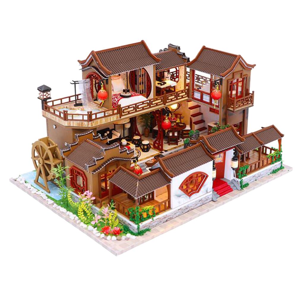 Creative Dollhouse Furniture Chinese Cottage Handmade Children With Light
