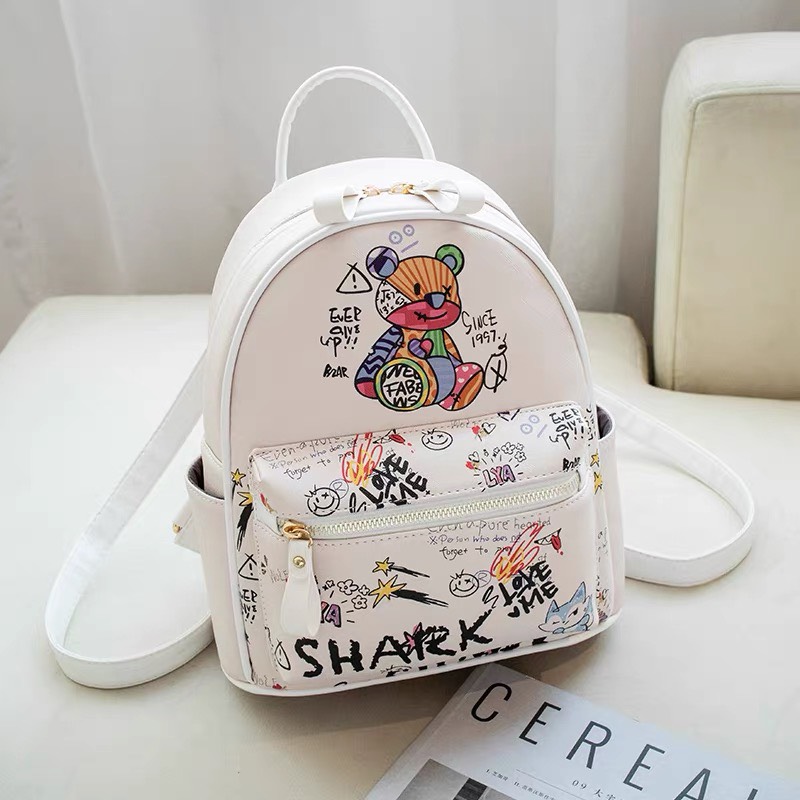 Balo nữ mini đi học đi chơi da pu cao cấp Vituni in hình gấu đễ thương phong cách thời trang hàn quốc SP4020
