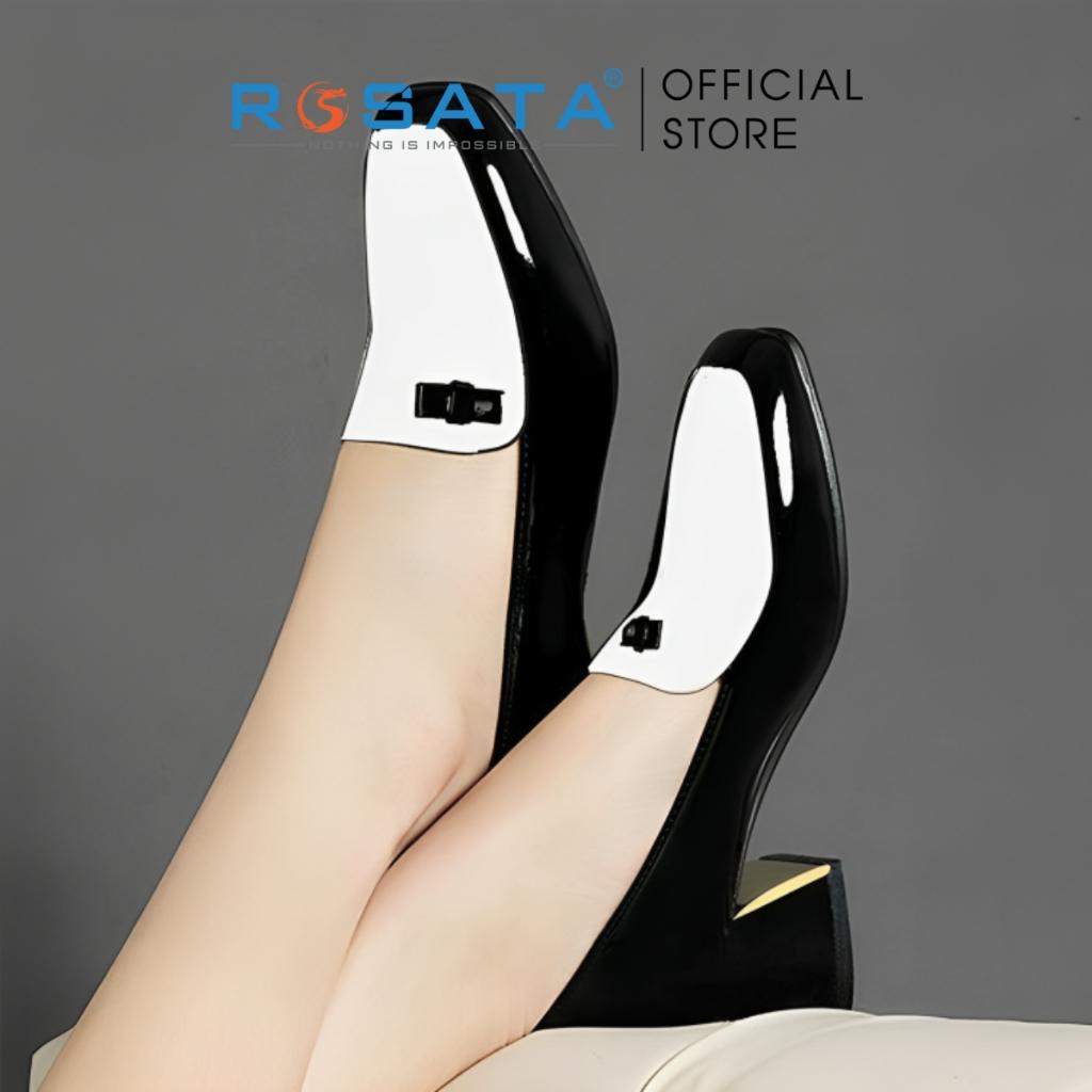 Giày cao gót ROSATA RO416 mũi vuông xỏ chân êm ái gót vuông cao 5cm xuất xứ Việt Nam - Đỏ