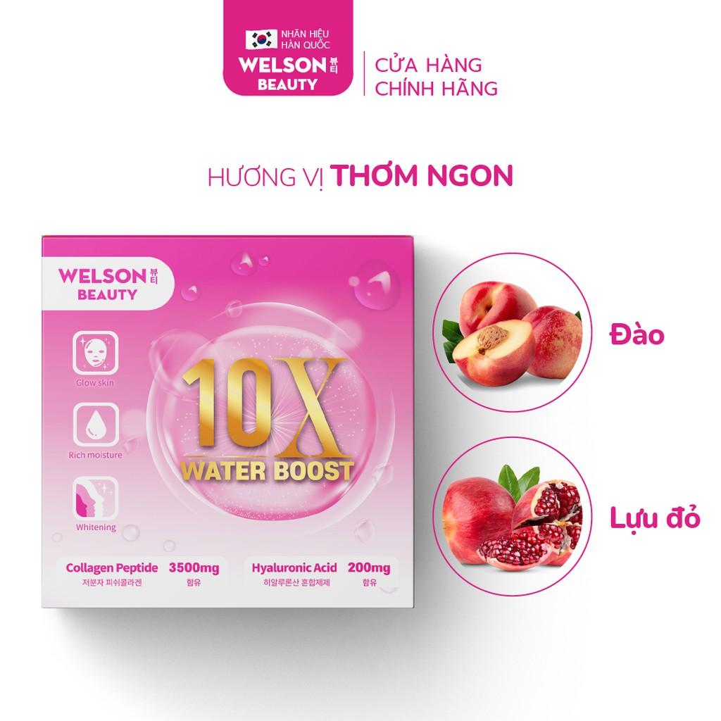 Combo 2 hộp nước uống cấp ẩm căng bóng da Welson Beauty 10X WATER BOOST 2 x 6 chai x 50ml