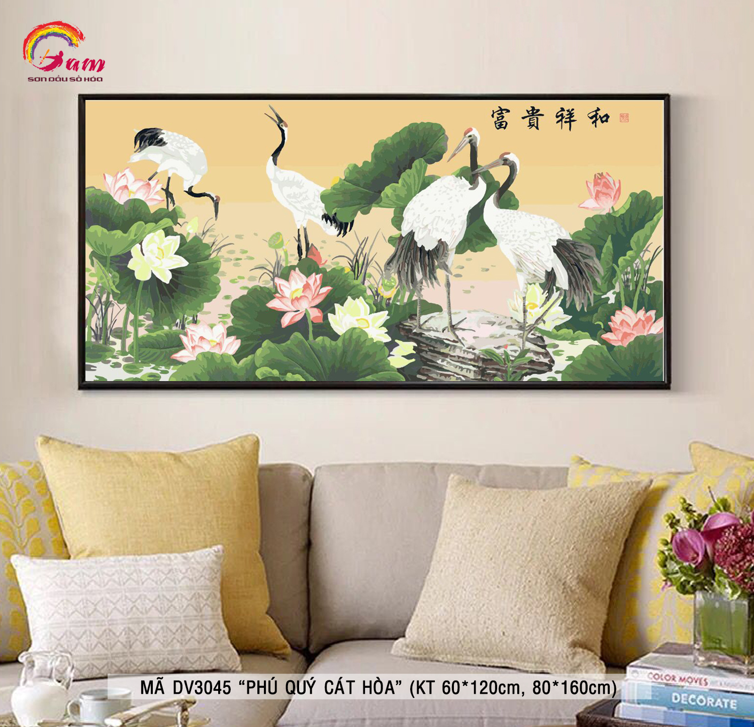 Tranh sơn dầu số hóa tự tô màu Gam DV3045 60x120cm không khung