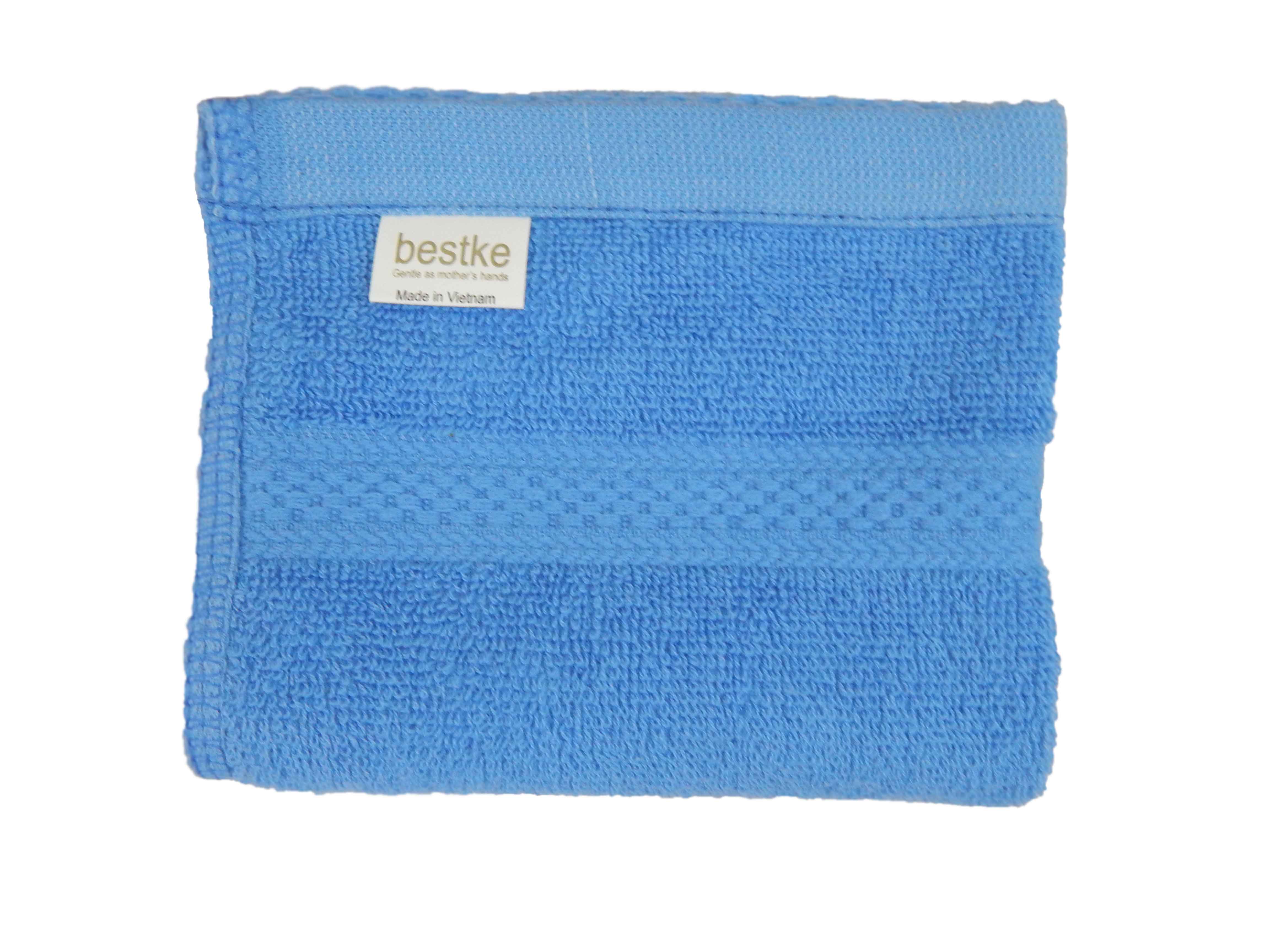 Khăn Mặt Bestke Cotton, COMBO 5 cái KT 28cm*48cm/cái, Màu Blue, towels manufacturer