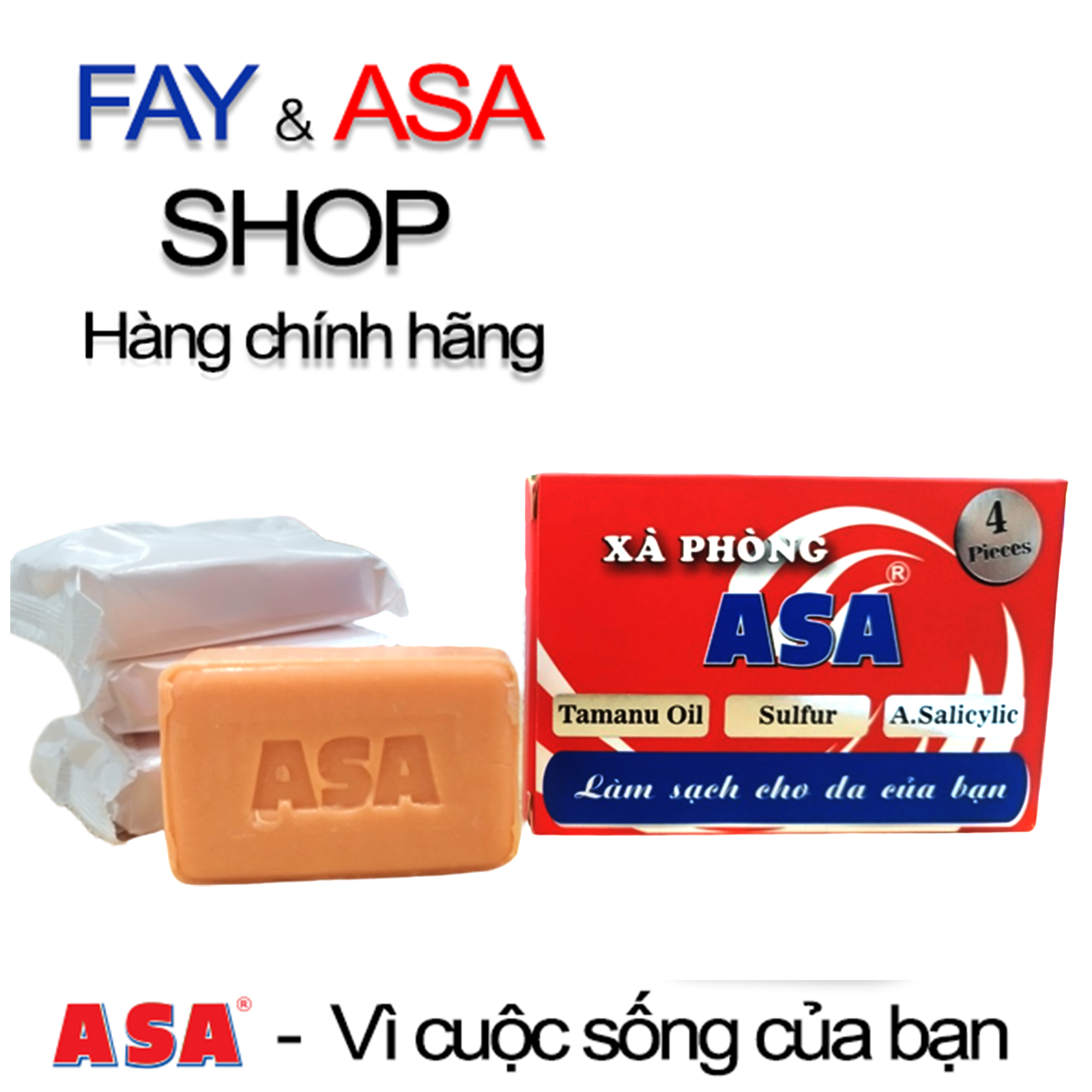Xà phòng ASA 120g - Kháng khuẩn, hạn chế ngăn ngừa mụn, làm sạch gàu