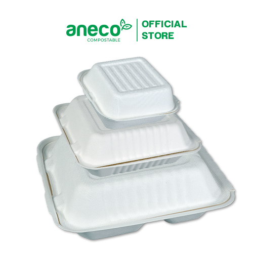 Hộp bã mía đựng thực phẩm ANECO phân hủy sinh học hoàn toàn (100-125 chiếc)