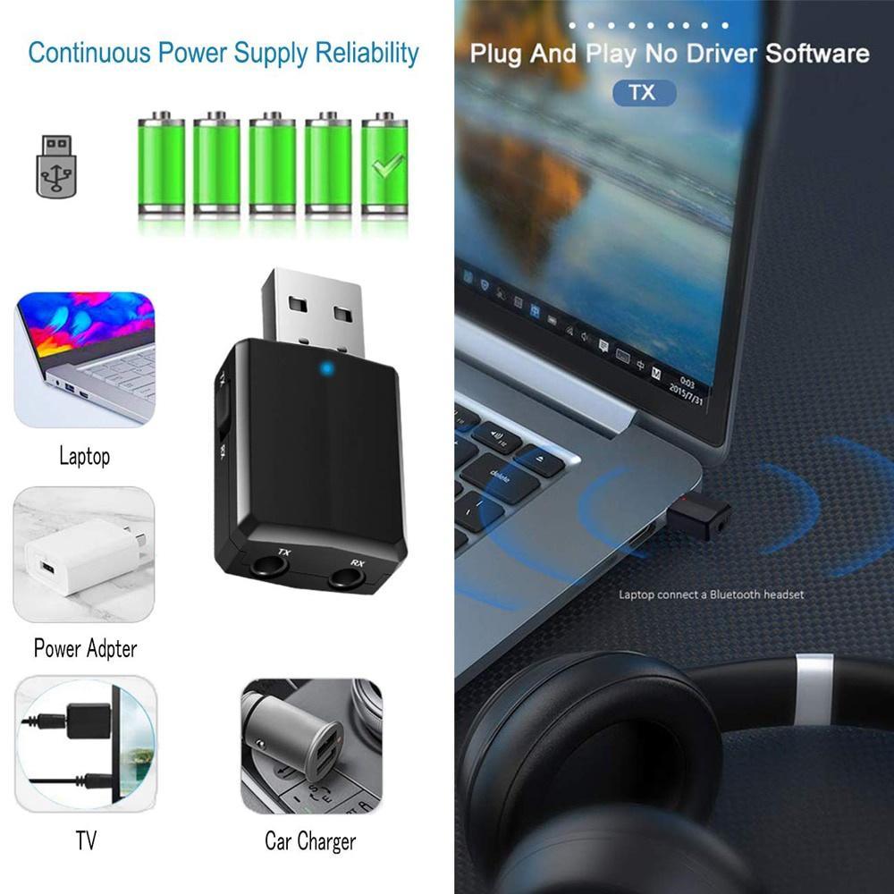 Đầu Thu Phát Tín Hiệu USB Bluetooth 5.0 3 Trong 1 Giắc Cắm 3.5mm Aux Dành Cho TV / PC / Tai Nghe / Xe Hơi