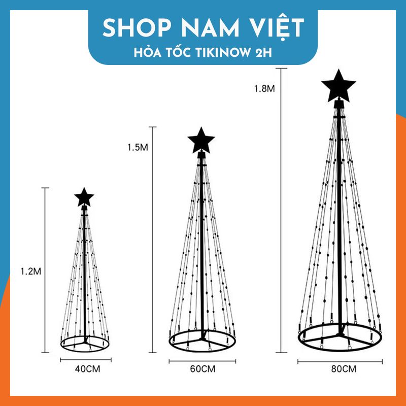 Cây Thông Noel Đèn Led Hình Nón Có Thể Gấp Gọn, Trang Trí Ngoài Trời, Hiệu Ứng Led Thác Nước