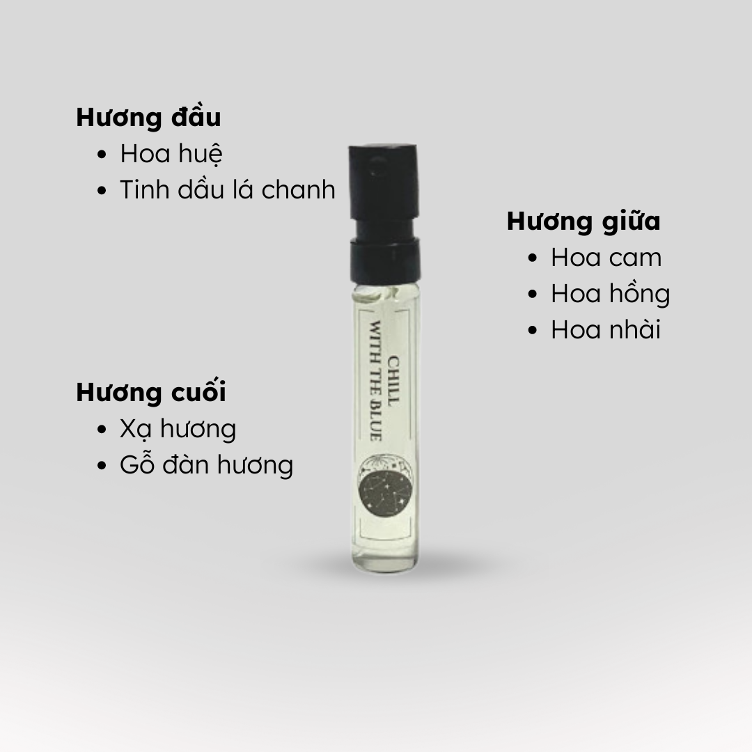 Nước hoa nữ Morra No.23 (Chill With The Blue) dạng xịt 2ml nguyên liệu nhập Pháp hương hoa Chypre nhẹ nhàng, sâu sắc, tinh tế lưu hương thơm lâu