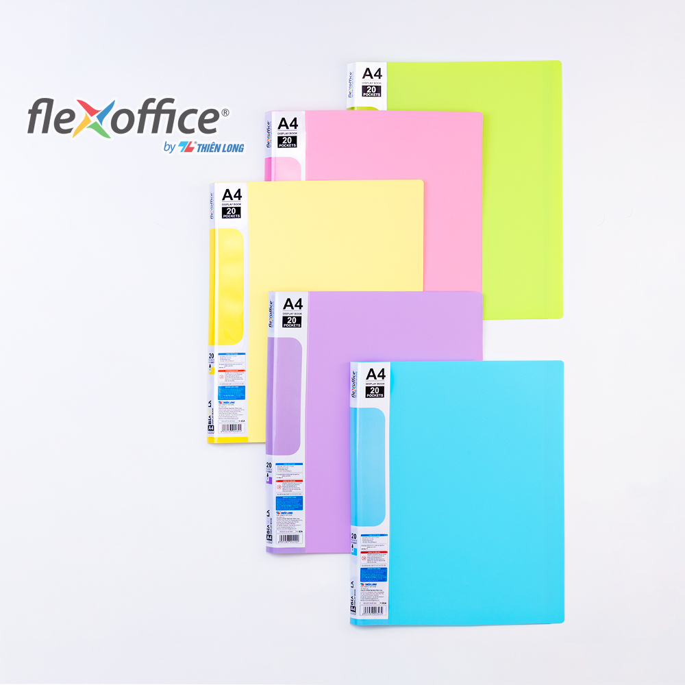 Bìa hồ sơ màu Pastel 20 lá nhựa PP Thiên Long Flexoffice FO-DB007/NĐ