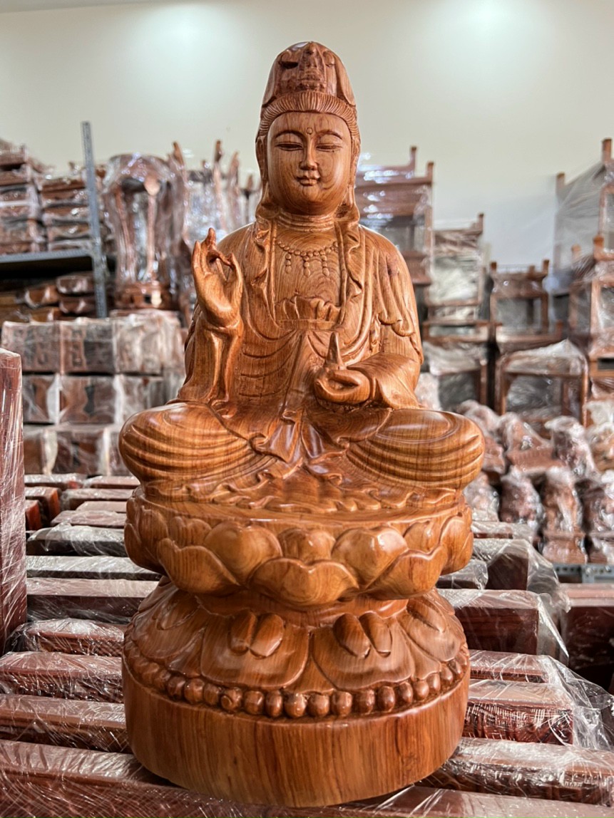 Tượng Mẹ quan âm gỗ hương nguyên khối cao 50 cm