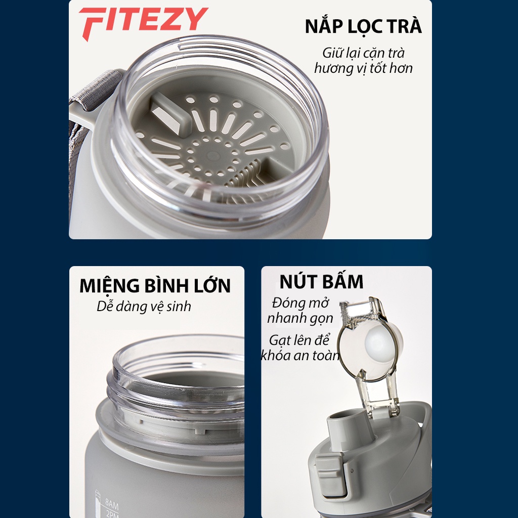 Bình Đựng Nước Màu Sắc Ready Go 1000ml Có Ống Hút Kèm Bộ Sticker Dán