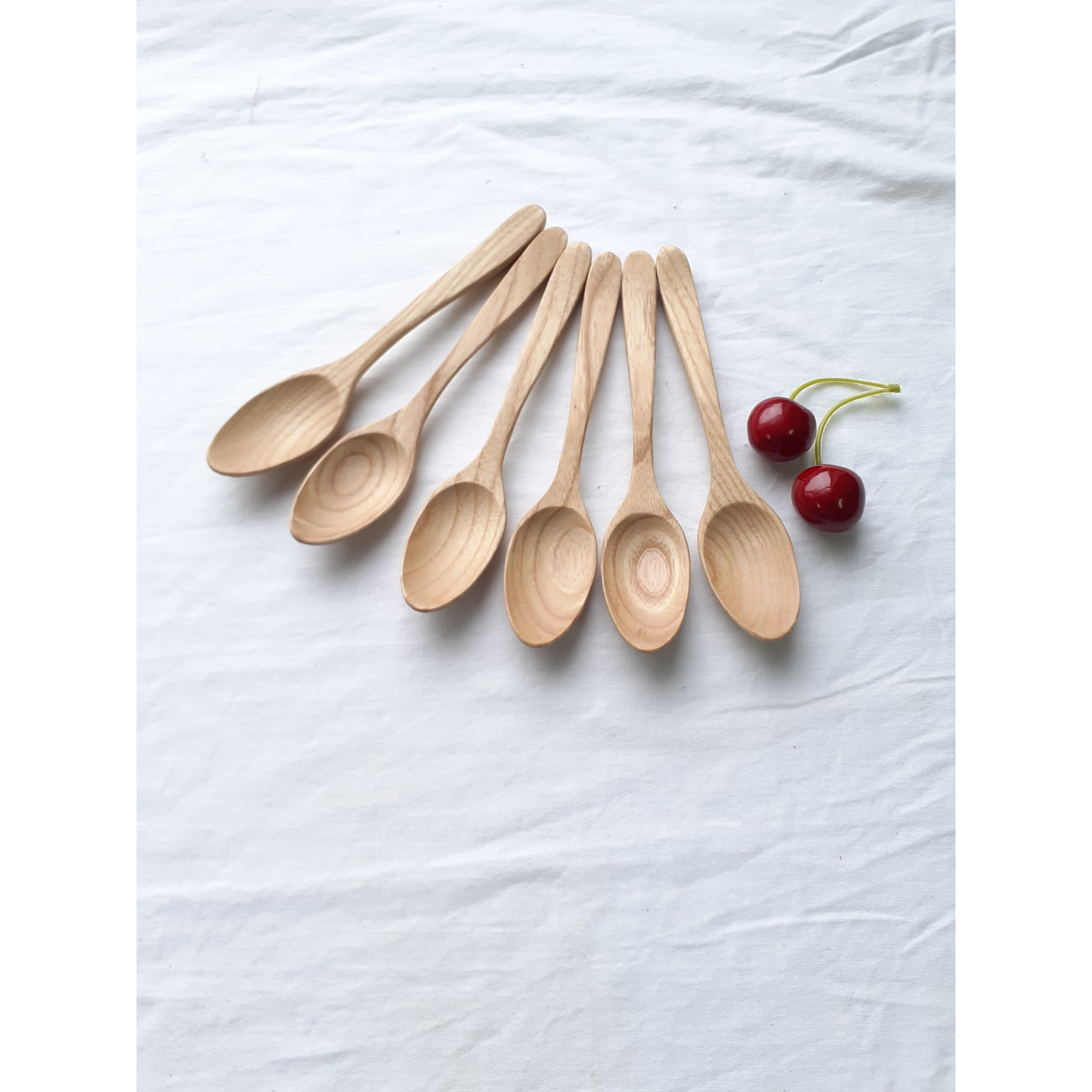 Bộ 6 thìa uống sinh tố, cafe GỖ TẦN BÌ cỡ vừa 14.5 cm x 2 cm