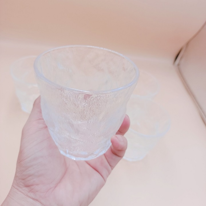 Bộ 6 Cốc Thủy Tinh decor chịu nhiệt vân nhám phong cách Hàn Quốc dung tích 290 ml cao cấp