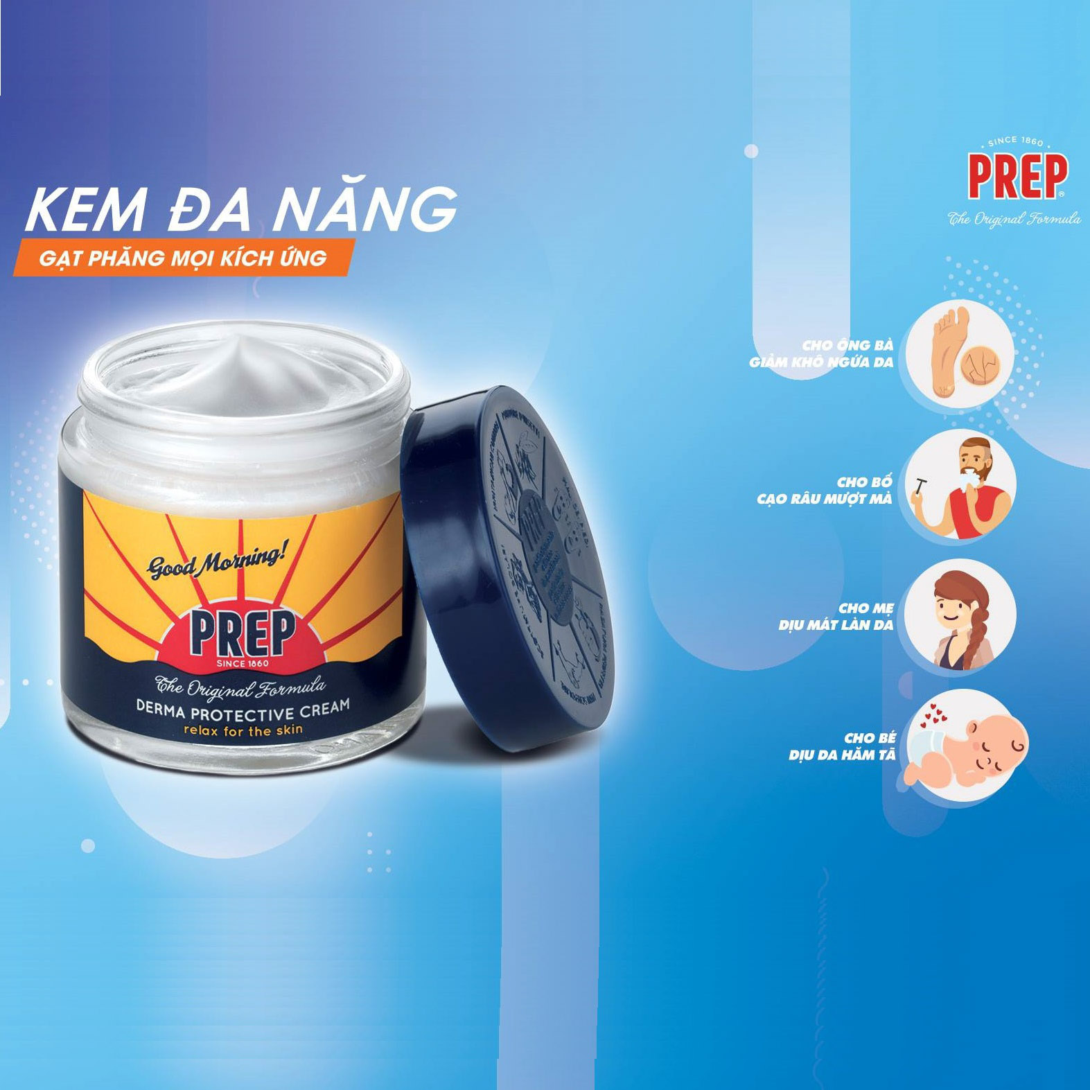 Combo 5 Gói Kem Thoa Đa Năng PREP Làm Dịu Vết Côn Trùng Cắn Cạo Râu Không Chứa Paraben An Toàn Cho Da 5ml