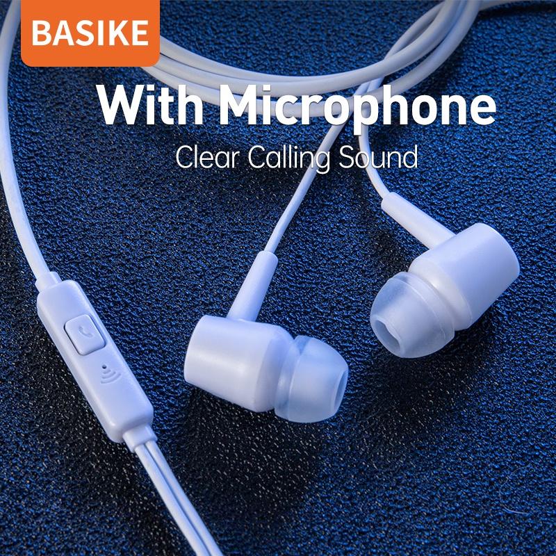 Tai nghe BASIKE FON2241 Jack 3.5mm tích hợp Mic cho iOS &amp;amp; Android-Hàng chính hãng