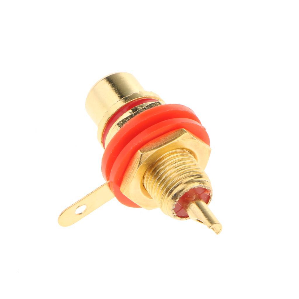 2Pcs Gold Plated RCA Jack / Socket Audio Video Female Cable Connector Red