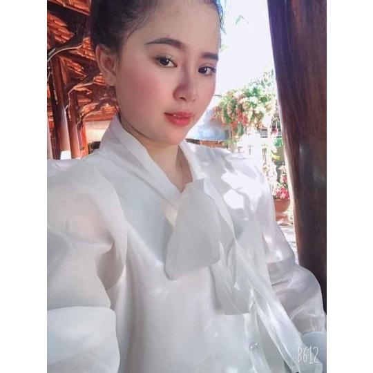 Áo sơ mi nữ công sở thời trang SURI Tơ Voan 2 lớp,áo sơ mi tiểu thư tai dài thắt nơ cổ rất trẻ trung.
