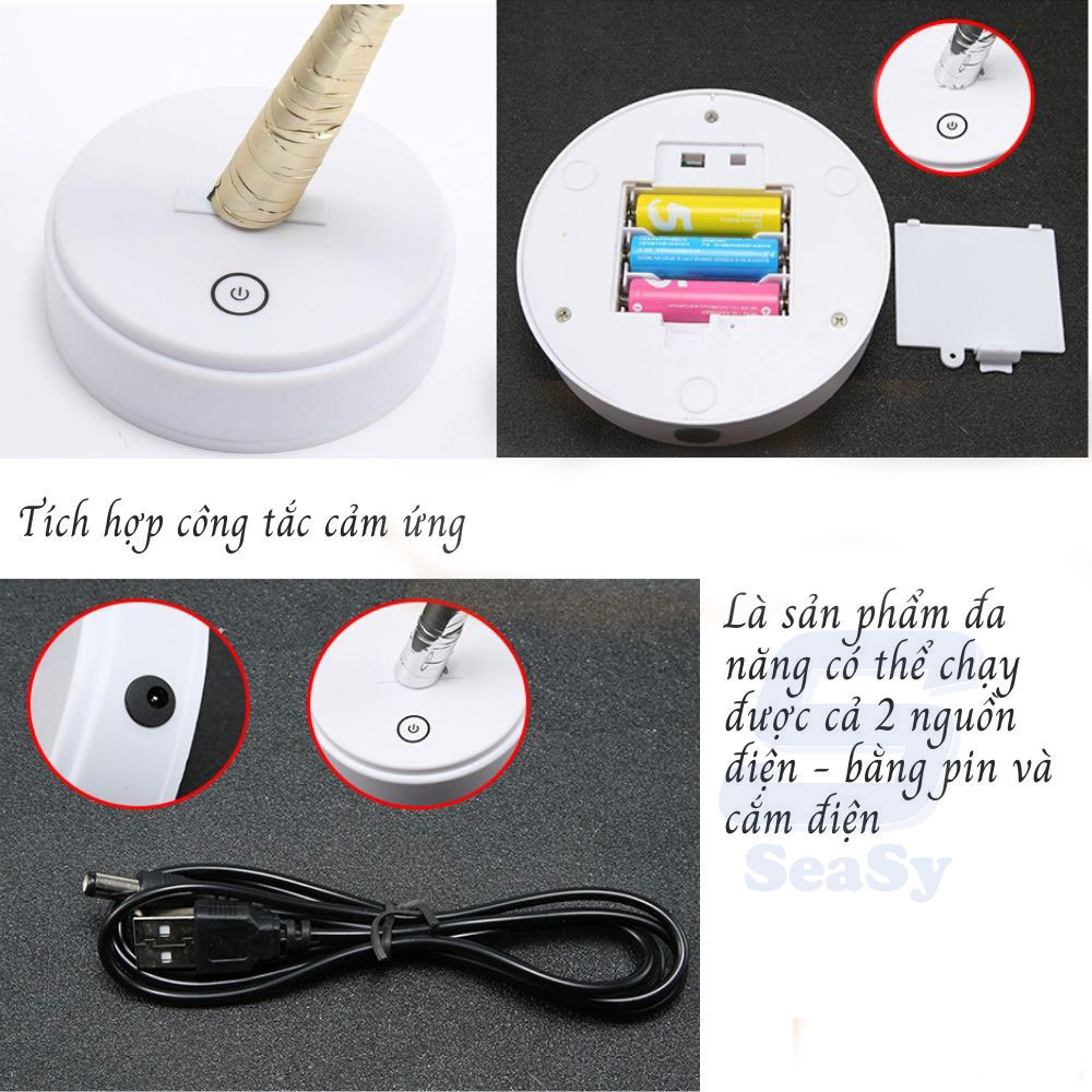 Đèn Trang Trí, Đèn Ngủ Cảm Ứng Hình Cây SeaSy SS64, Ánh Sáng Lung Linh Ấm Áp, Dùng Pin Hoặc Sạc USB, Chống Rơi Vỡ, Dùng Làm Đèn Ngủ, Đèn Trang Trí Trong Nhà, Văn Phòng, Nhà Hàng, Quán Cafe – Hàng Chính Hãng