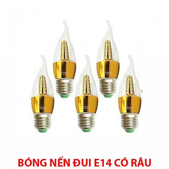 Combo 10 combo 5 đèn nến đui E14 có râu ánh sáng vàng nắng loại chuẩn