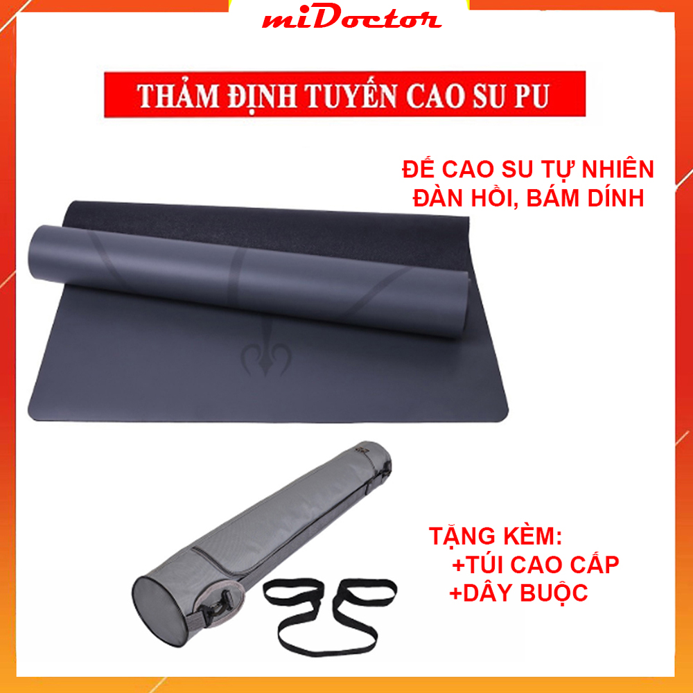 Thảm Tập Yoga Định Tuyến Da PU Cao Cấp Chính Hãng miDoctor + Túi Đựng Thảm Tập Yoga + Dây Buộc Thảm Yoga Định Tuyến