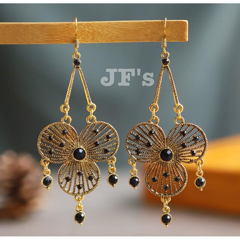 16H09 Hoa tai nữ kiểu thả phong cách bohemian, bông tai thời trang nữ JF's