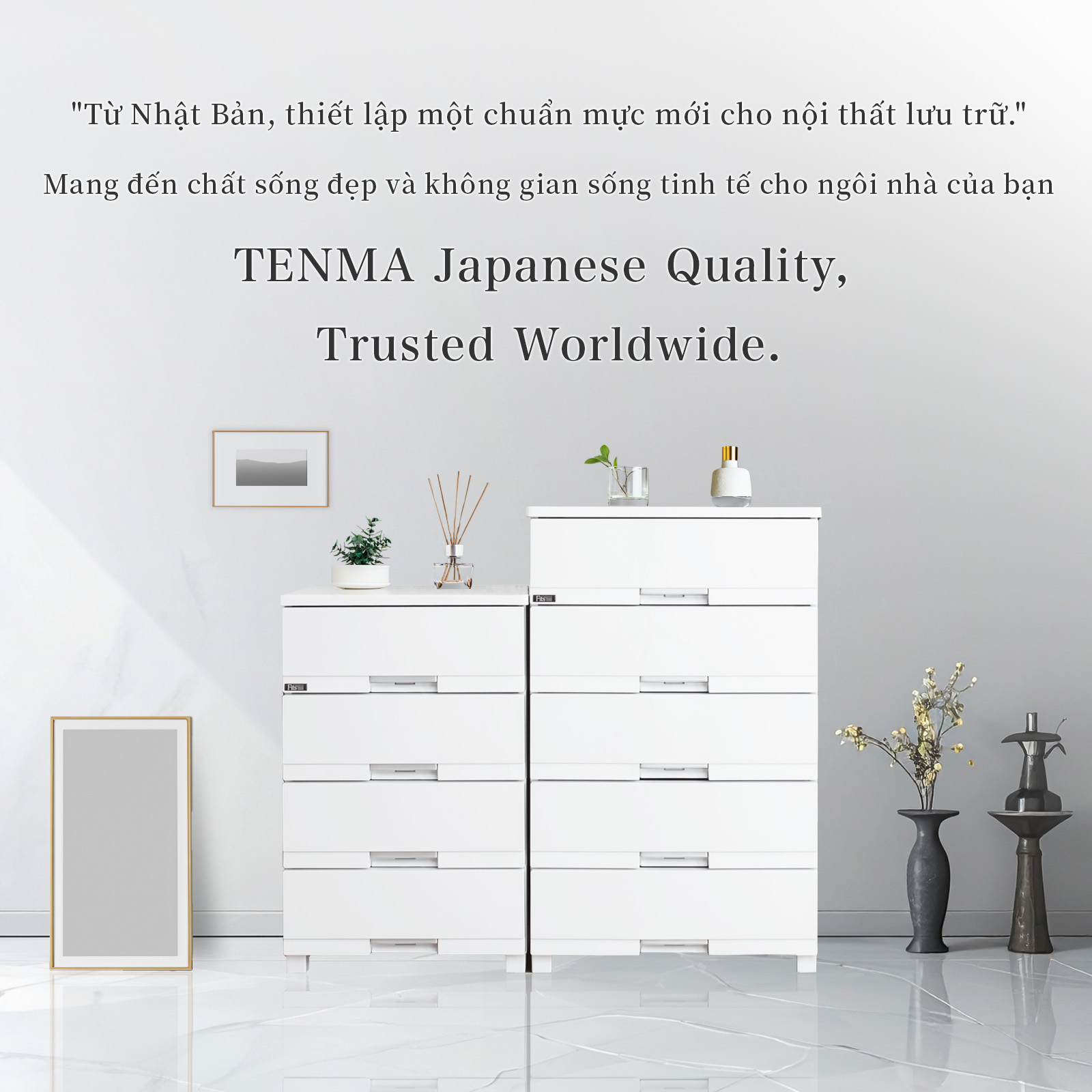 TENMA Tủ Quần Áo Fits Plus Premium JAPAN QUALITY 4~5 Tầng, Lắp Được Bánh Xe, Chống Bám Bụi