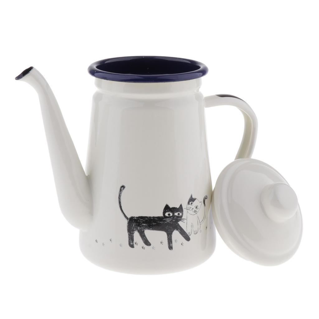 Enamel Teapot Loose Tea Leaf Infuser Tea Pot Coffee Tea Pot Kettle 1100ml