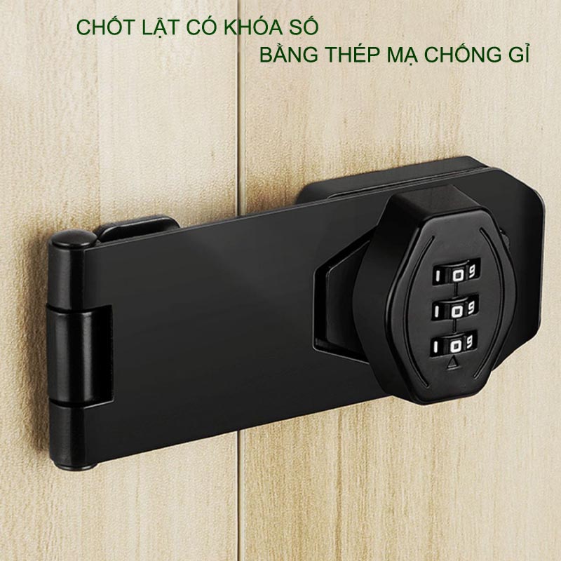 Chốt lật có khóa số dùng cho cửa, hòm, tủ, ngăn kéo bàn, bằng thép mạ chống gỉ