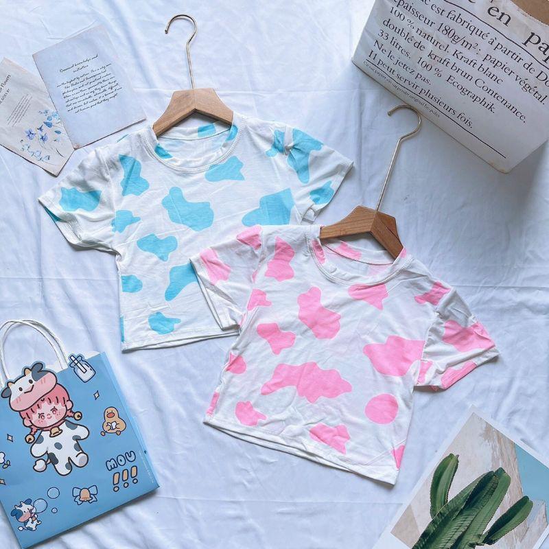 Áo croptop tay ngắn bò sữa siêu cute