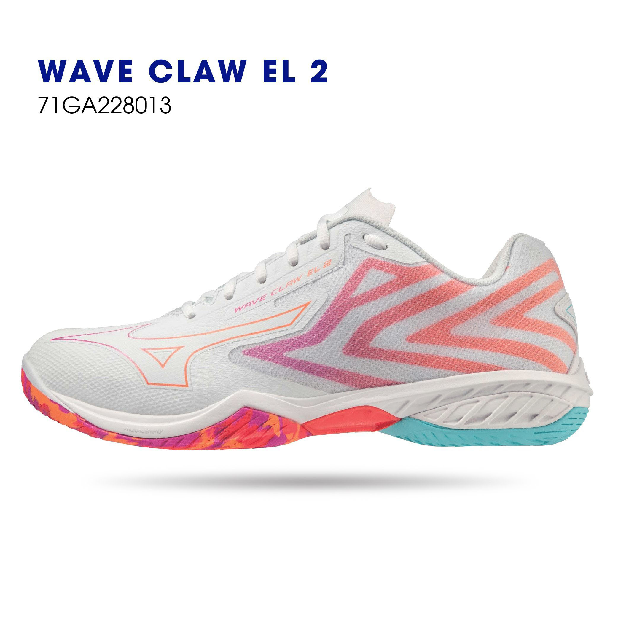 Giày cầu lông Mizuno nam nữ chính hãng Wave Claw El 2 71GA228013 màu trắng phối cam-tặng tất thể thao bendu