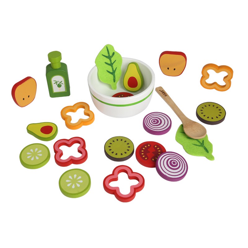 Đồ chơi Salad hoa quả trộn- Bộ đồ chơi nấu ăn bằng gỗ- Morther garden (HÀNG CÓ SẴN)
