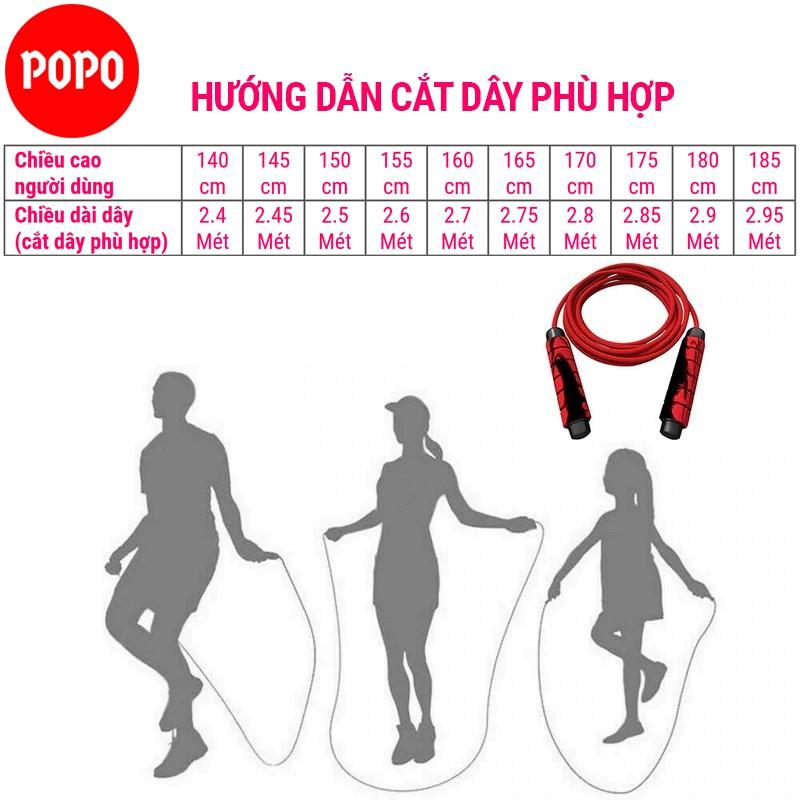 Dây nhảy dây giảm cân POPO lõi dây thép 5mm, tay nắm thoáng khí tập thể lực, thể dục, tập Gym, boxing