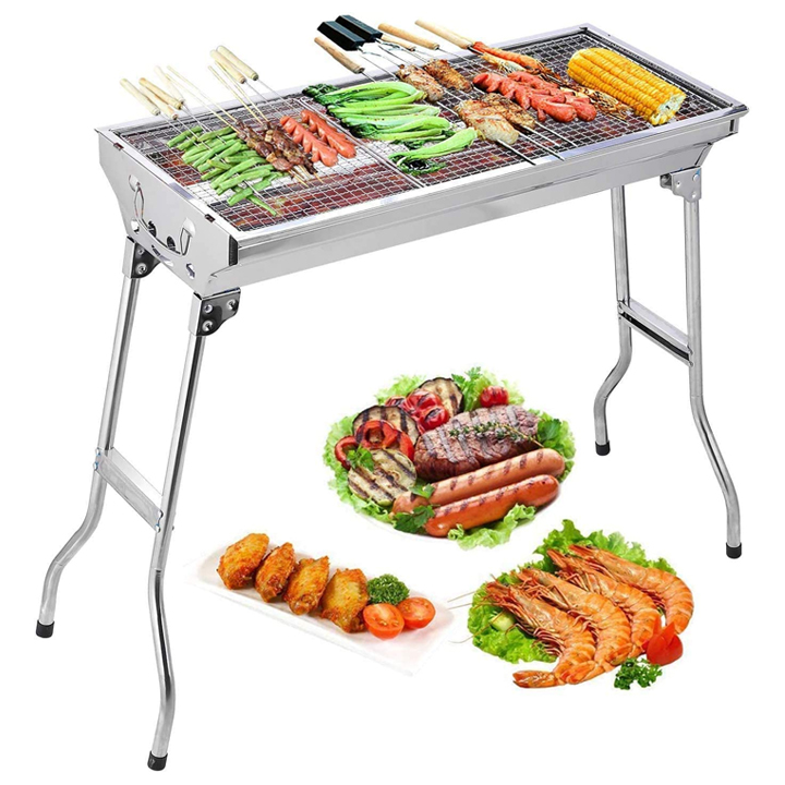 Bếp Nướng Than Hoa Ngoài Trời Cao Cấp, Bếp Nướng BBQ Dã Ngoại Gấp Gọn Kèm Vỉ Nướng