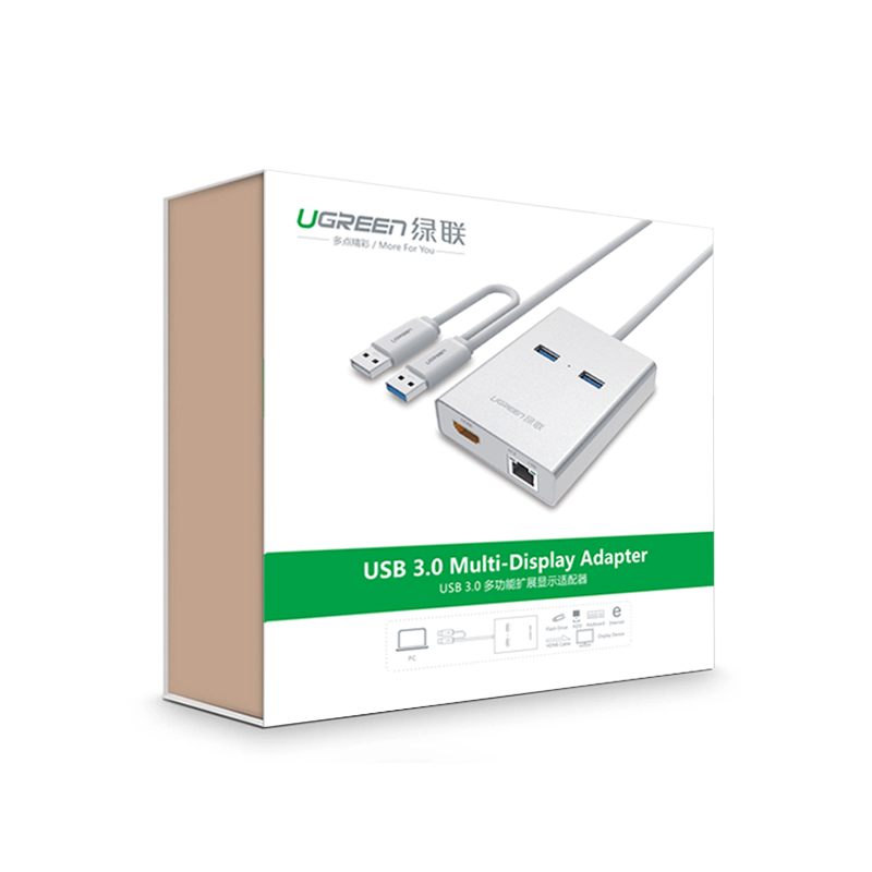 Bộ chuyển đổi USB 3.0 sang VGA /2 cổng USB 3.0 /mạng LAN UGREEN 40242 - Hàng chính hãng