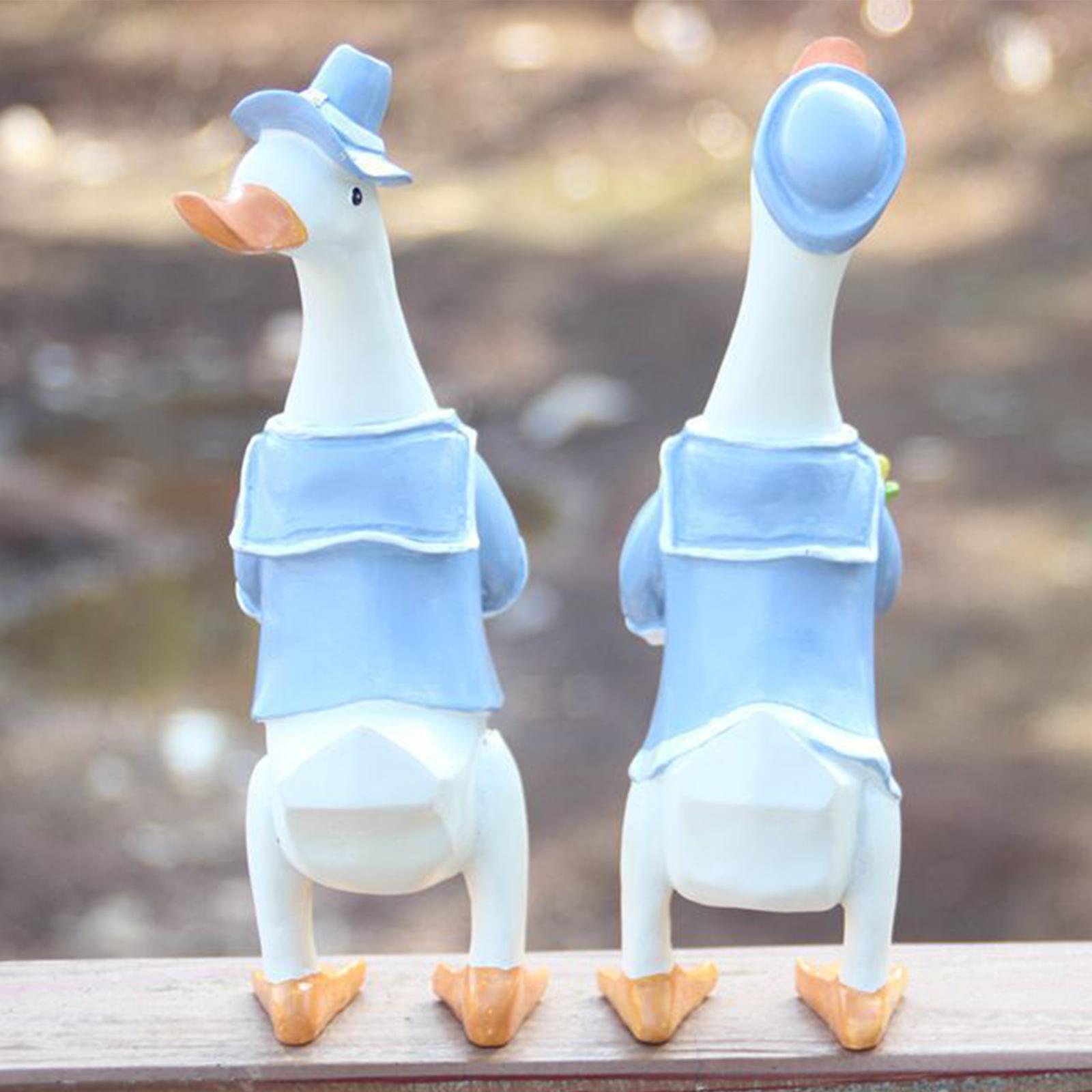 Garden Statues Art Crafts Resin Duck Figurines for Shelf Garden Cabinet