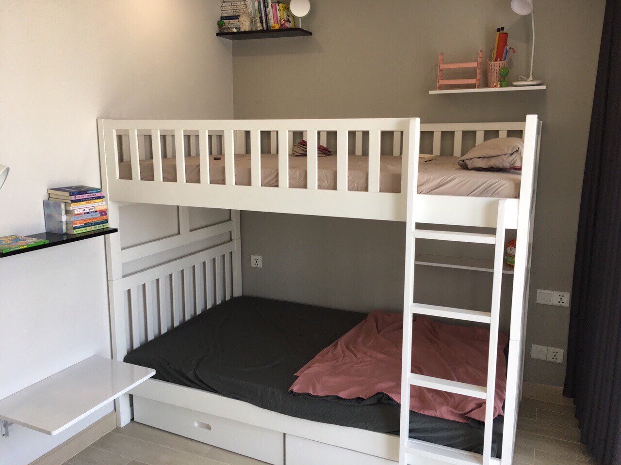 Giường Tầng Unit Có Hộc Kéo (1m2) (Nâu)