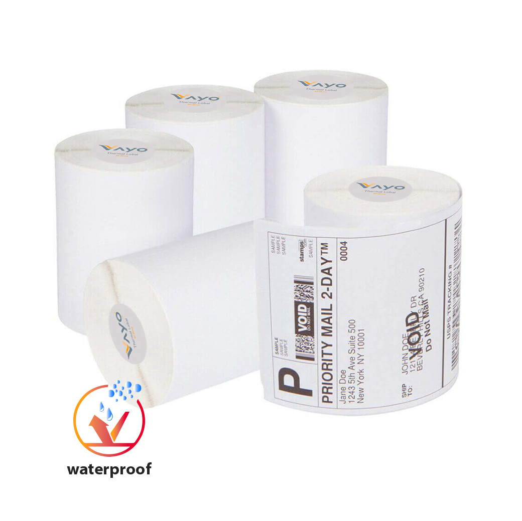 Cuộn giấy in nhiệt giấy in bill VAYO 100x150mm , tự dính,chống nước, dành cho thương mại điện tử